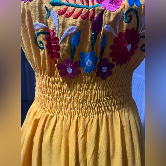 Vibrant Yellow Embroidered Dress- M - Picture 8 of 10